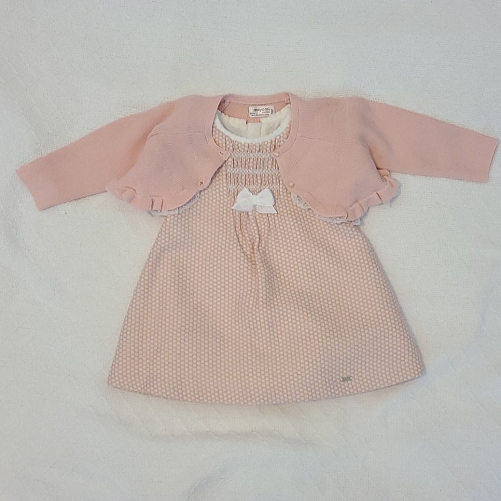 Baby Girls Mayoral Formal Dress & Cardigan
